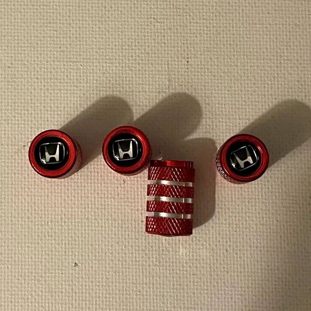 Honda Logo valve Stem caps in Red set of 4 NWT